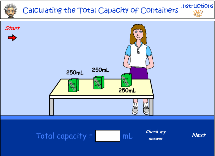 Calculating the total capacity of containers