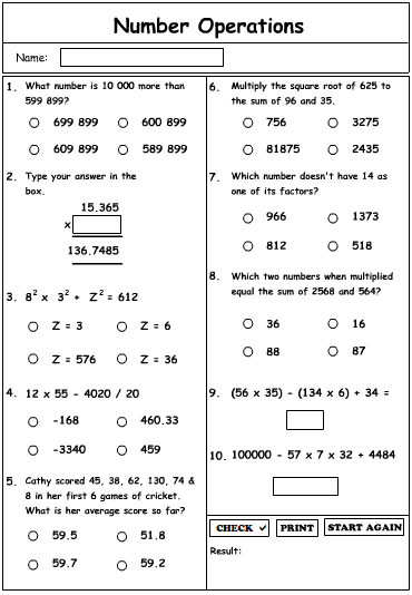 Number Operations 2 Extension