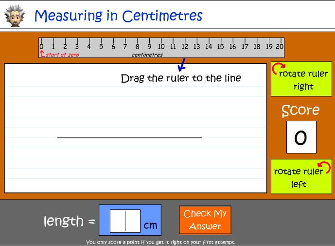 Measuring length in centimetres