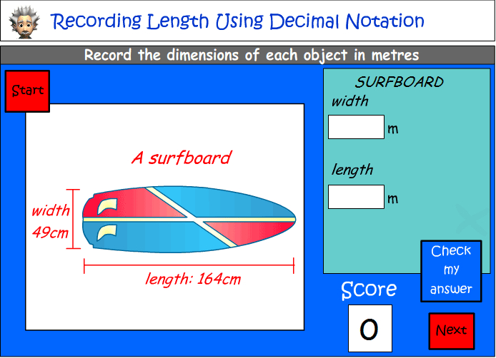 Recording length using decimal notation