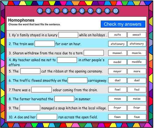Homophones Vocabulary Builder