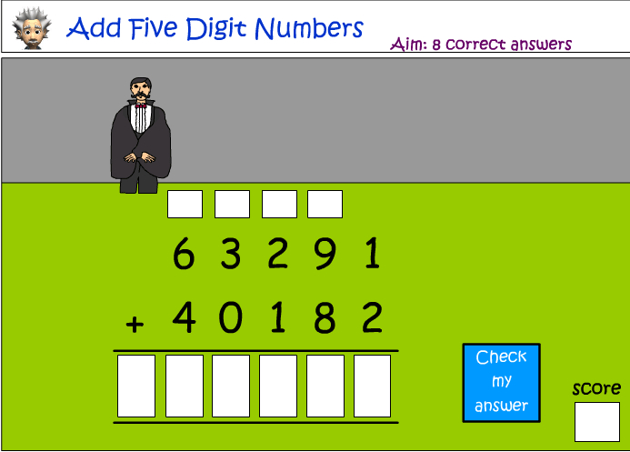 Addition of five digit numbers