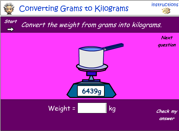 Converting grams to kilograms - includes decimals