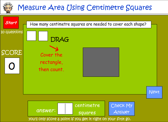 Measure using square centimetres
