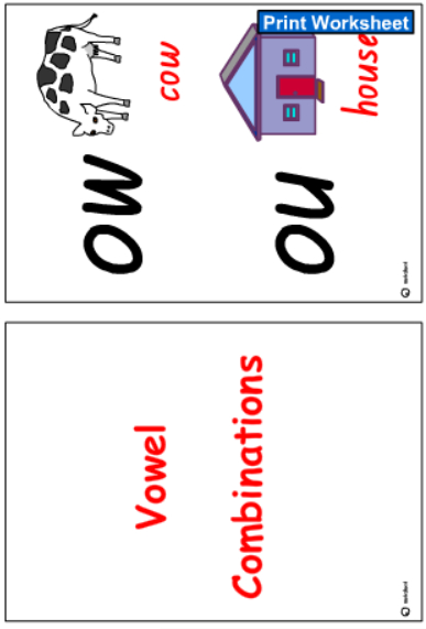 Vowel Combinations Cards -Colour