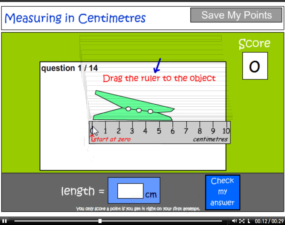 Measure using the centimetre tutorial