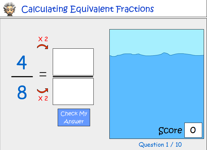 Calculating equivalent fractions