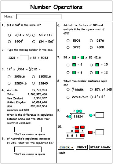 Number Operations 4 Extension