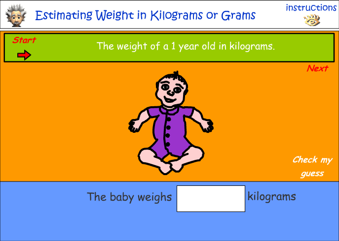 Estimating weight in grams and kilograms