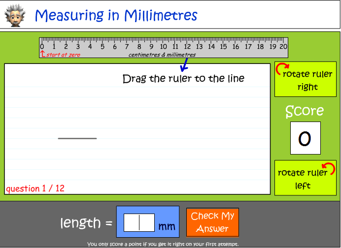 Measuring in millimetres
