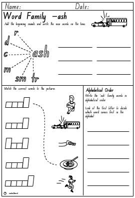 Word Family 'ash' Activity Sheet