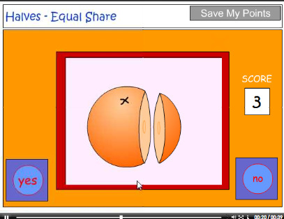Halves - identifying an equal share tutorial