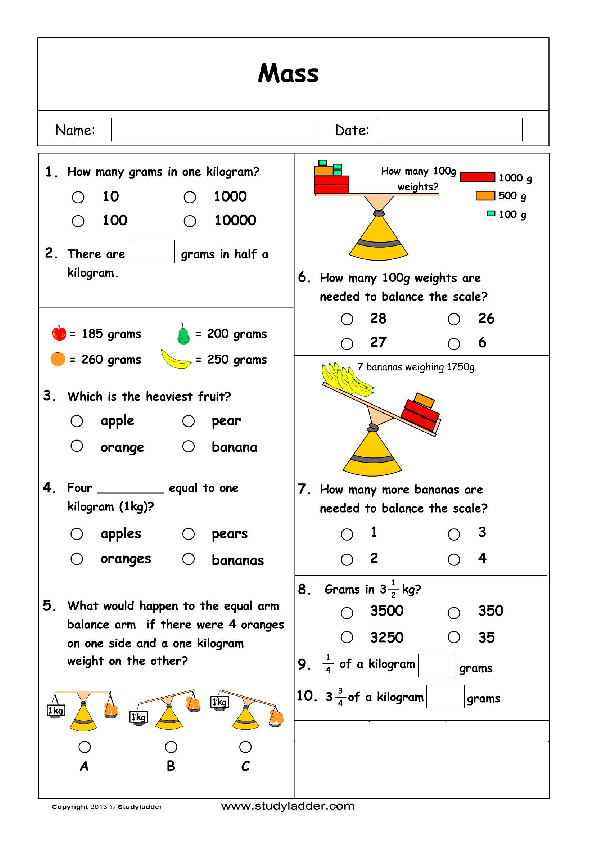 Mass Volume Density Worksheet