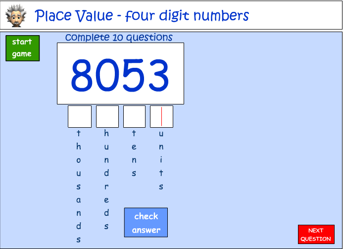 Place value - four digit numbers