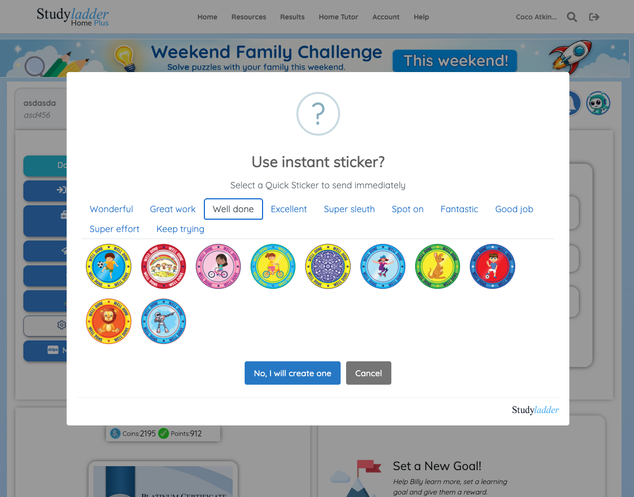 Studyladder sticker collection that kids unlock as they learn